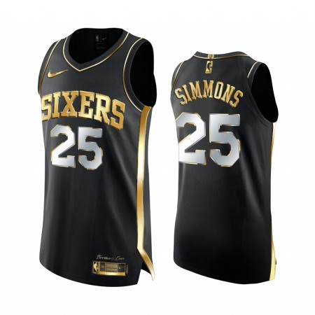 Maillot Basket Philadelphia 76ers Ben Simmons 25 2020-21 Noir Golden Edition Swingman - Homme